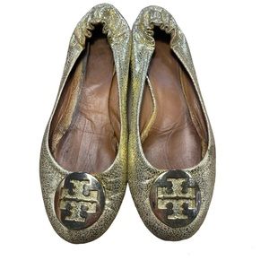 Metallic gold ballet flats